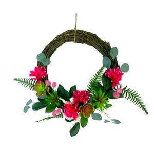 (2) Sonoma Pink Floral Grapevine Wreaths